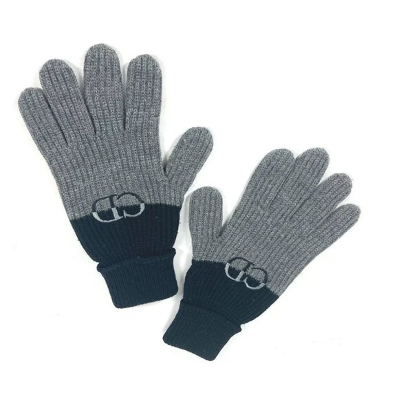 Dior 213MG01AT481 Bicolor CD logo Gloves Accessories gloves wool gray/Black